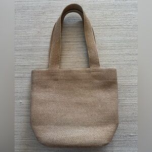 Eric Javits Squishee elegant woven tan tote shoulder handle bag women’s